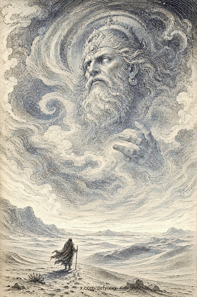 Epic Mythological Deity Engraving — Sora 2 Prompt