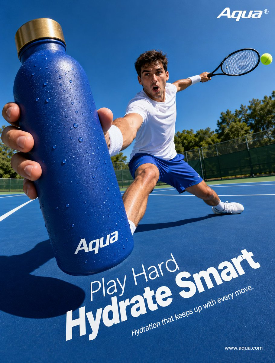 Tennis Hydration Ad Poster — AI Prompt