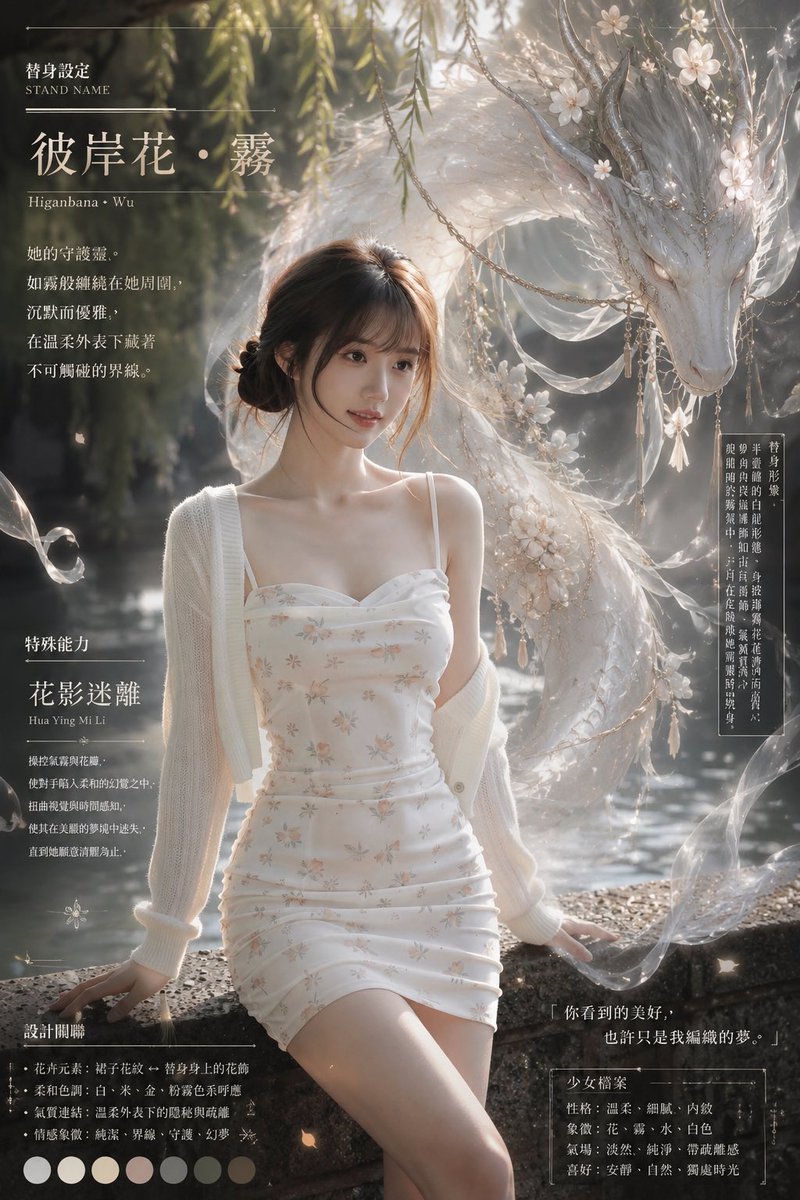 Misty Floral Stand Guardian Spirit — Character Design Poster