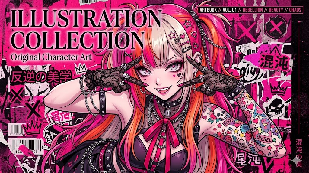 Punk Gothic Anime Artbook Cover — Sora 2 Prompt