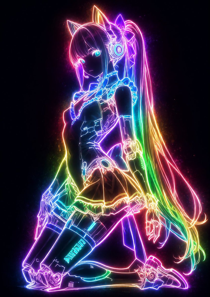 Glowing Neon Outline Portrait Prompt