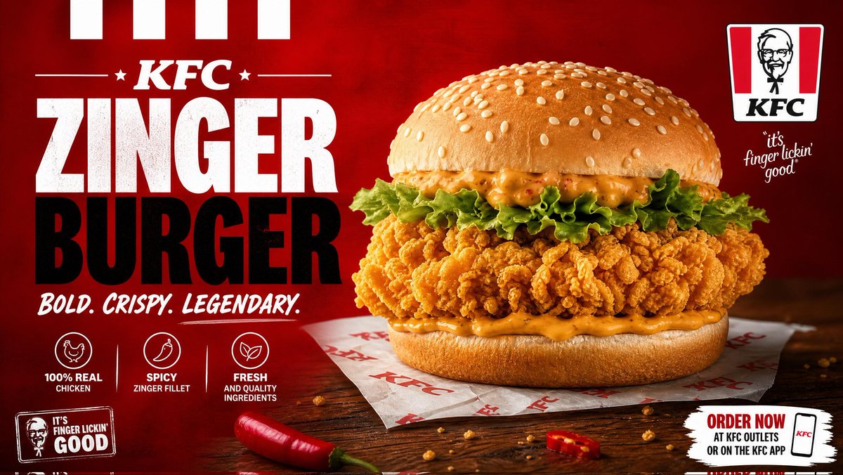 Crispy Fried Chicken Burger — Cinematic Food Commercial Prompt
