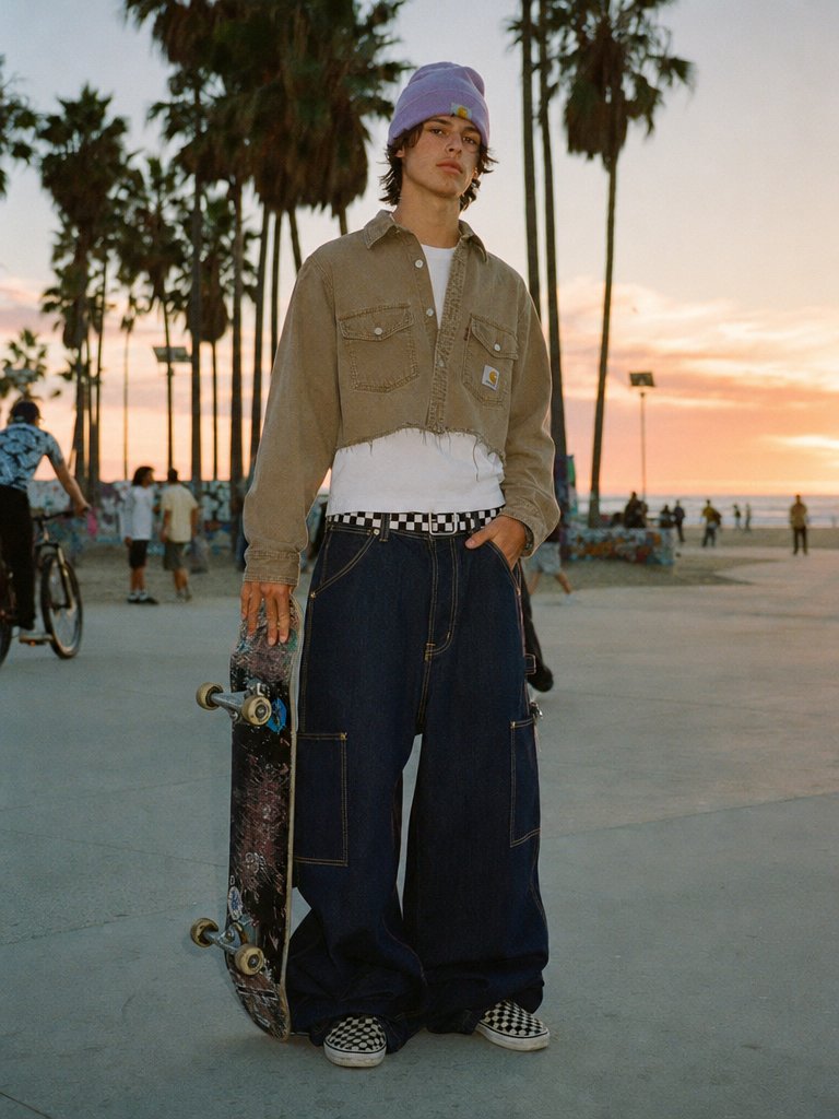 Venice Beach Skater — Baggy Jeans & Sunset Golden Hour Prompt