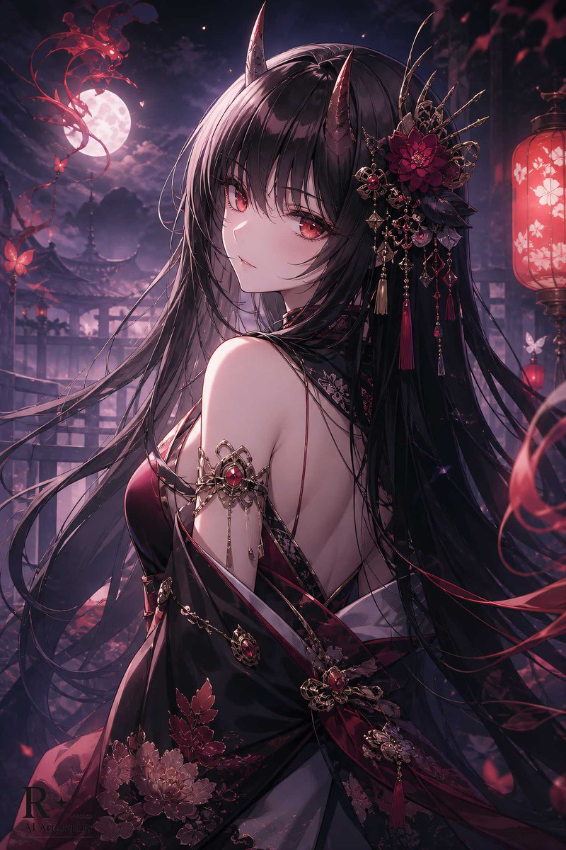 Fantasy Oni Girl — Anime Portrait Prompt