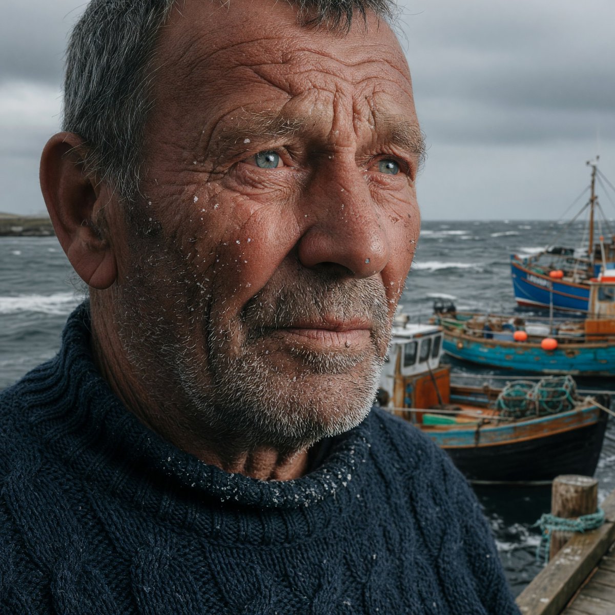 Icelandic Fisherman Storm Portrait — Sora 2 Prompt