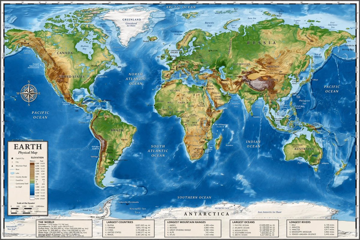 Detailed Physical World Map — Topographical Sora 2 Prompt