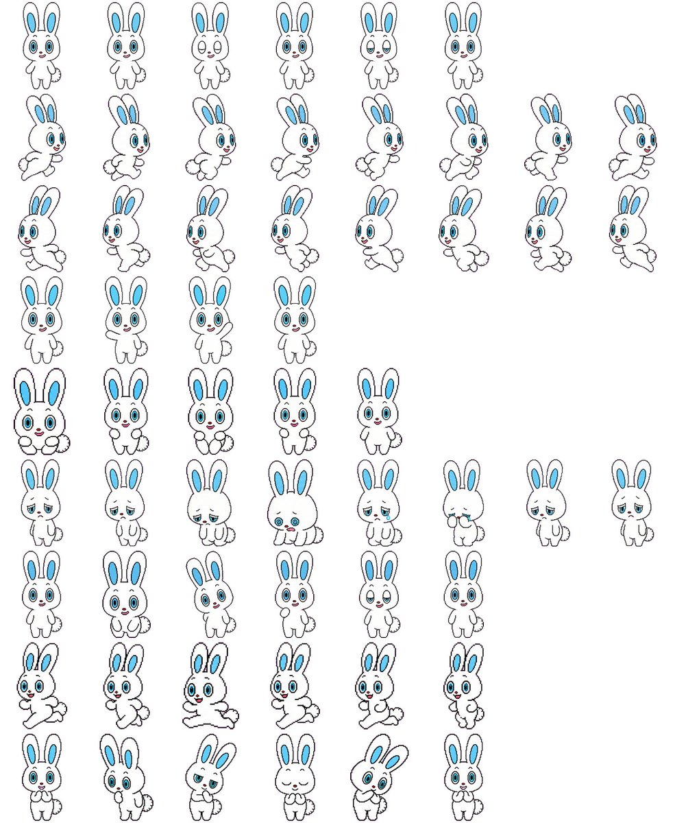 Cute Bunny Sprite Sheet — 57 Game-Ready Poses for 2D Platforms