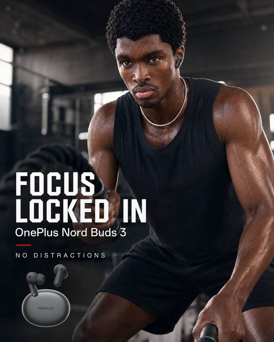 Premium Fitness Earbuds Ad Prompt — Dark Gym Campaign