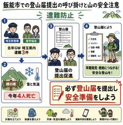 Japanese Mountain Safety Infographic — Climbing Registration Prompt