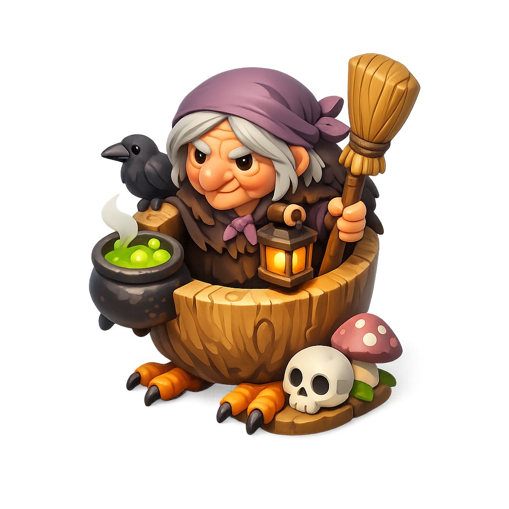Chibi Witch Owl 3D Figurine — Halloween Mascot Prompt