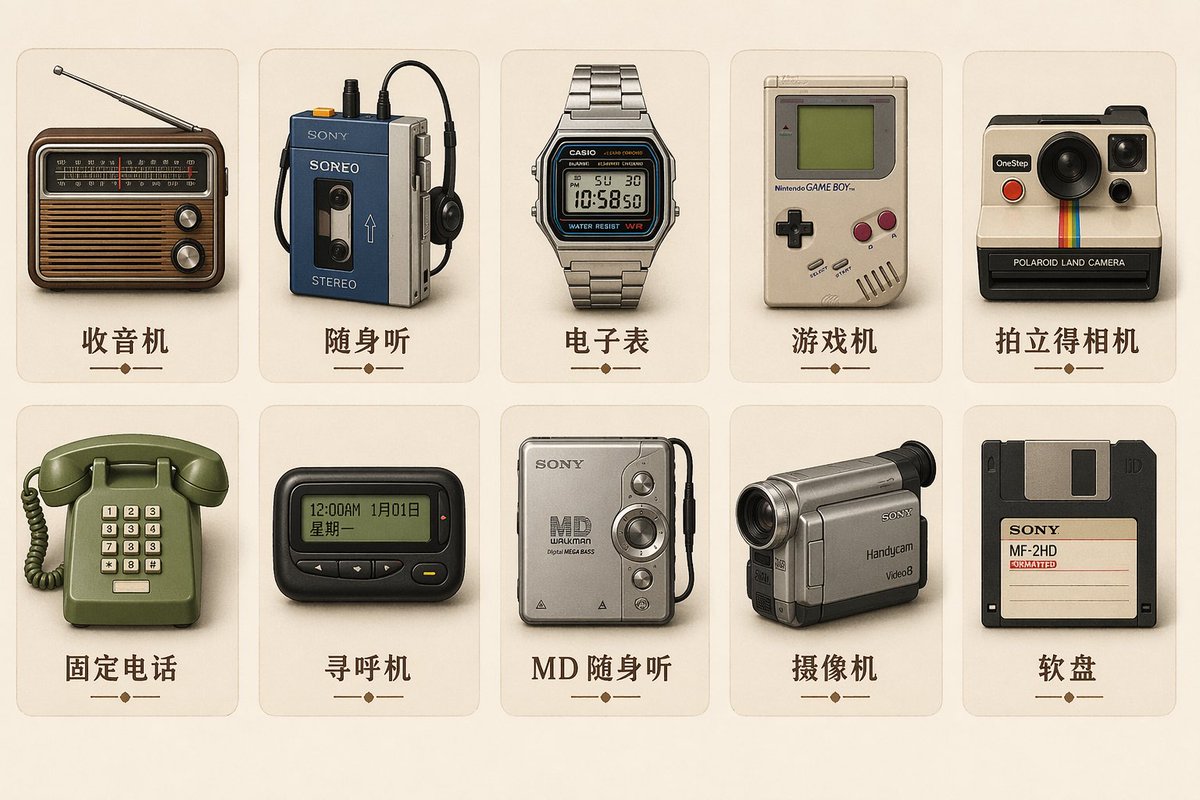 Retro Skeuomorphic Device Icons — Sora 2 Prompt