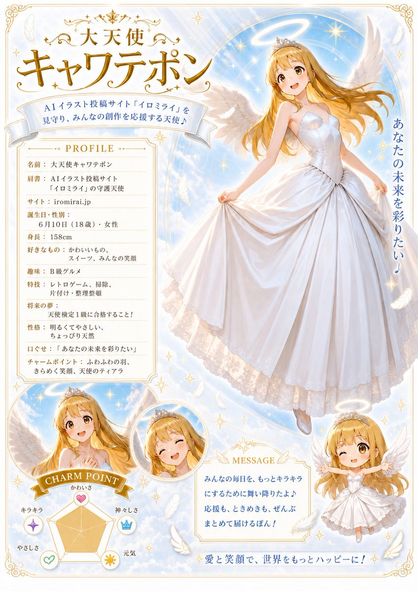 Ornate Anime Angel Character Profile — Sora 2 Prompt