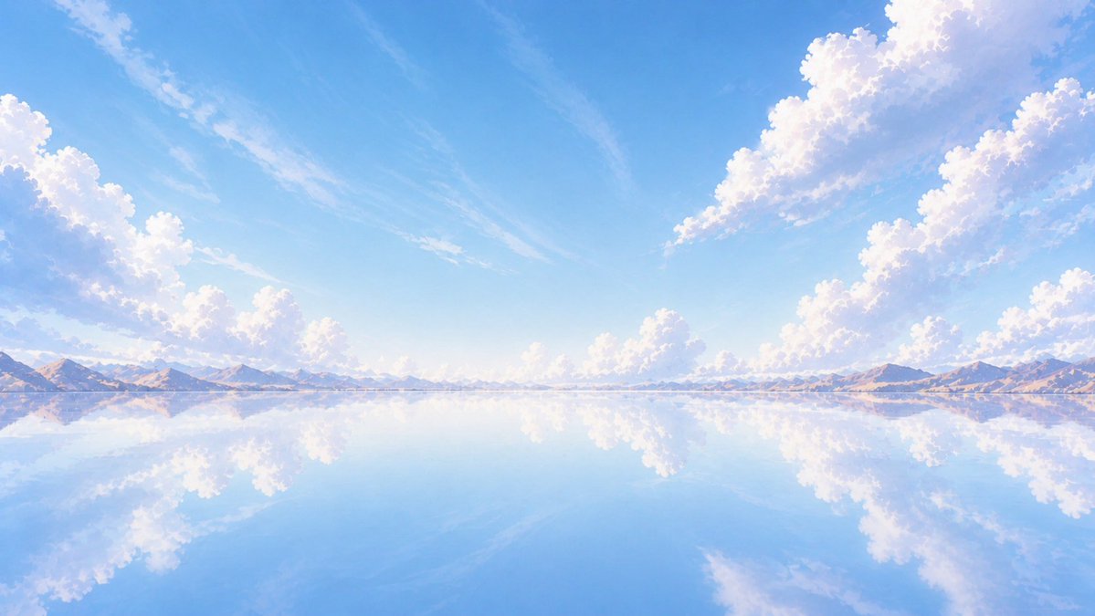 Anime Mirror Lake & Mountains — Cinematic Background Prompt