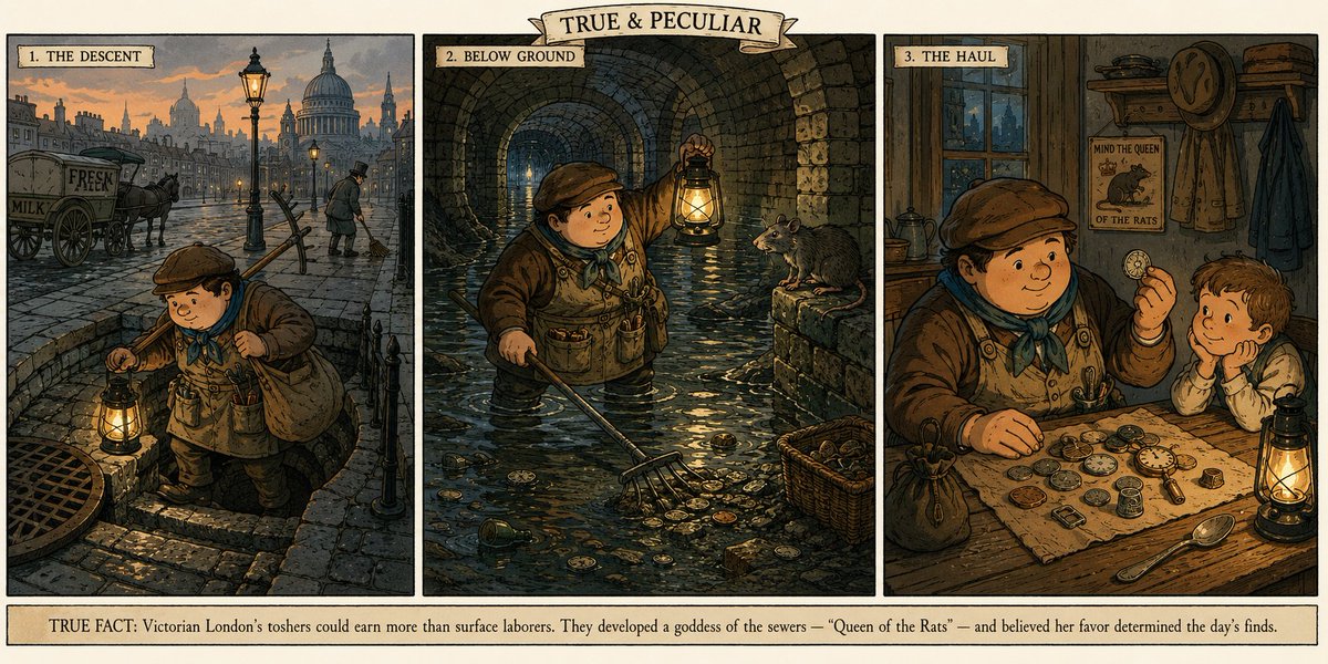 Victorian Tosher Triptych — Detailed Retro Comic Prompt