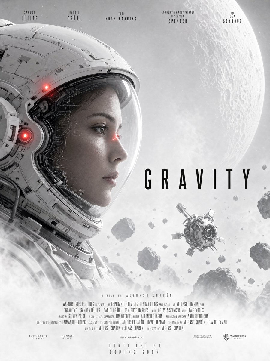 Monochrome Astronaut Helmet Sci-Fi Movie Poster Prompt