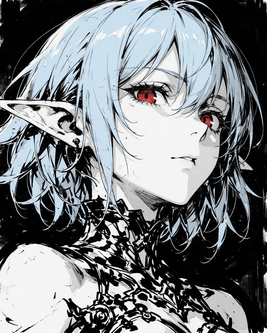 Censored Elf Cyborg Portrait — Dark Fantasy Prompt