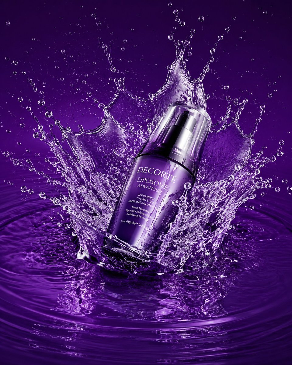 Luxury Skincare Bottle — Hyper-Realistic Splash Photography Prompt