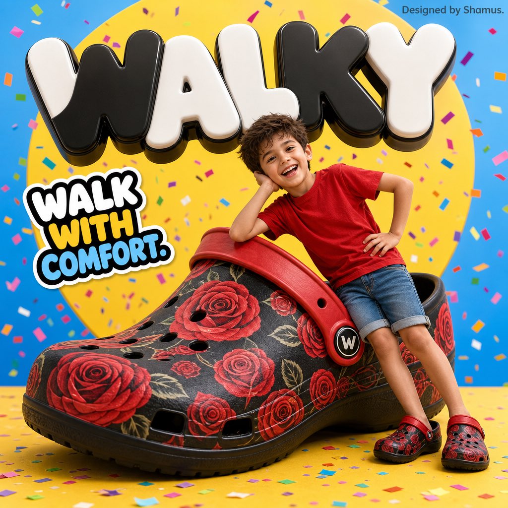 Vibrant Kids' Shoe Ad Poster — Sora 2 Prompt