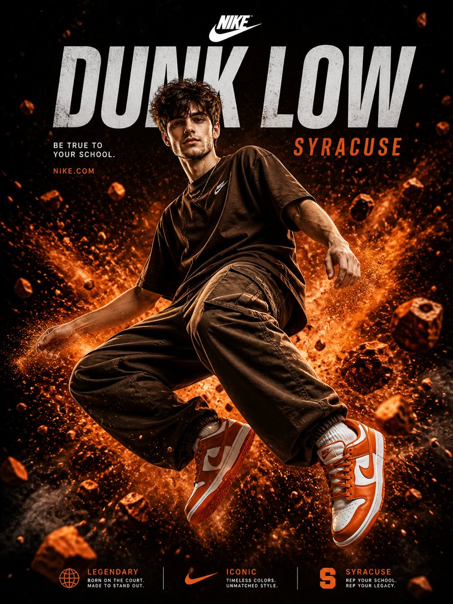 Nike Dunk Low Syracuse Cinematic Ad Prompt — Sora 2