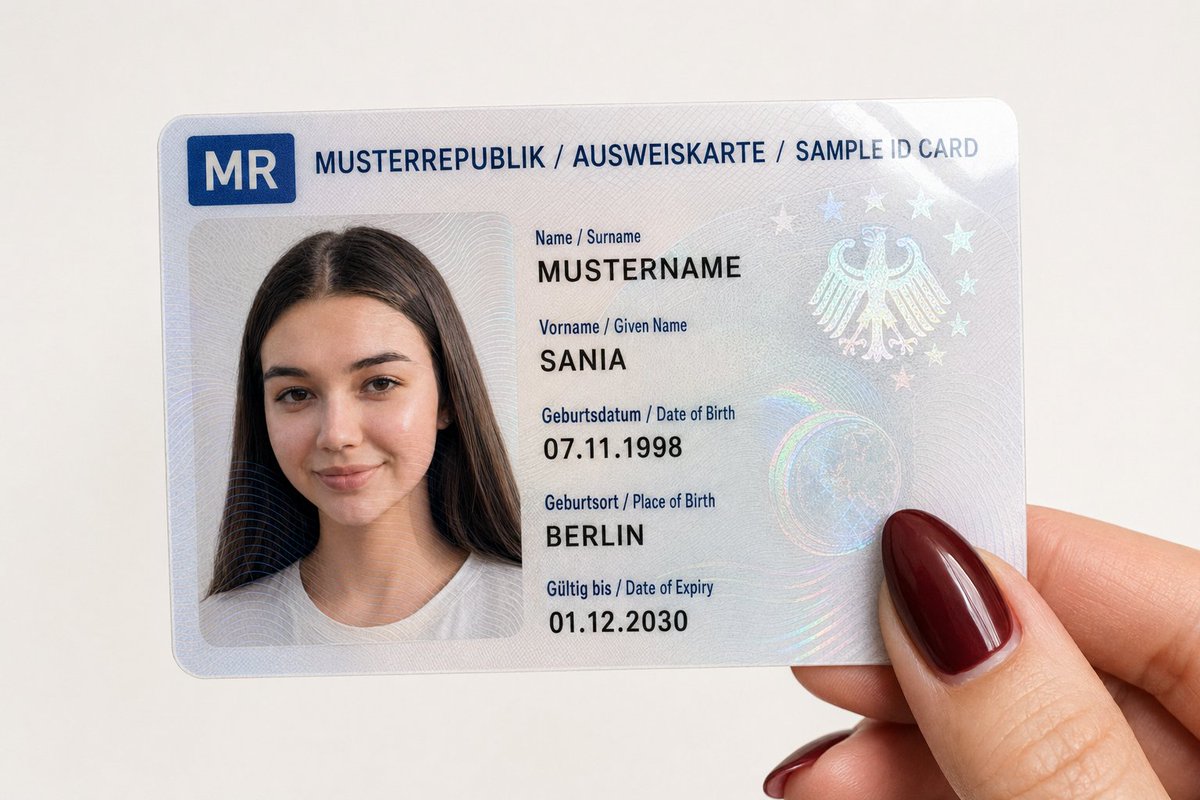 Personalisierte Muster-ID-Karte — Realistische Nahaufnahme a