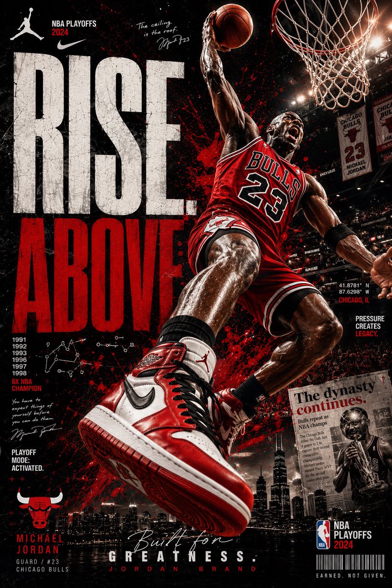 NBA Playoff Tribute Poster — Cinematic Jordan Dunk