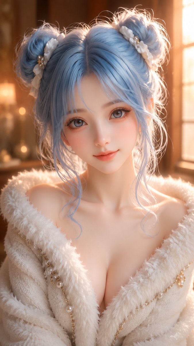 3D CG Fantasy Woman Portrait — Dual Bun Hairstyle