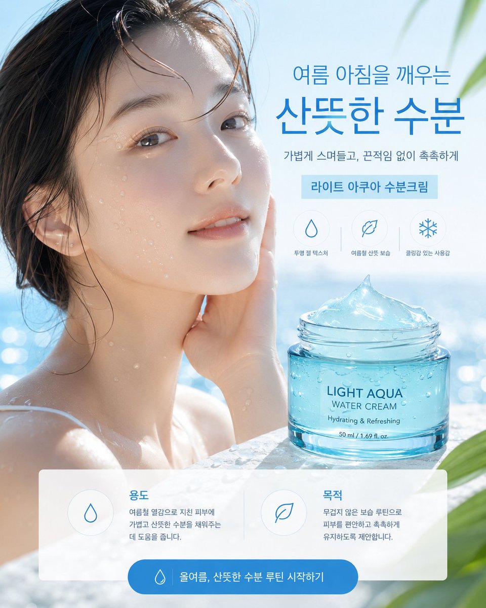 Korean Hydrating Water Cream Ad — Sora 2 Prompt