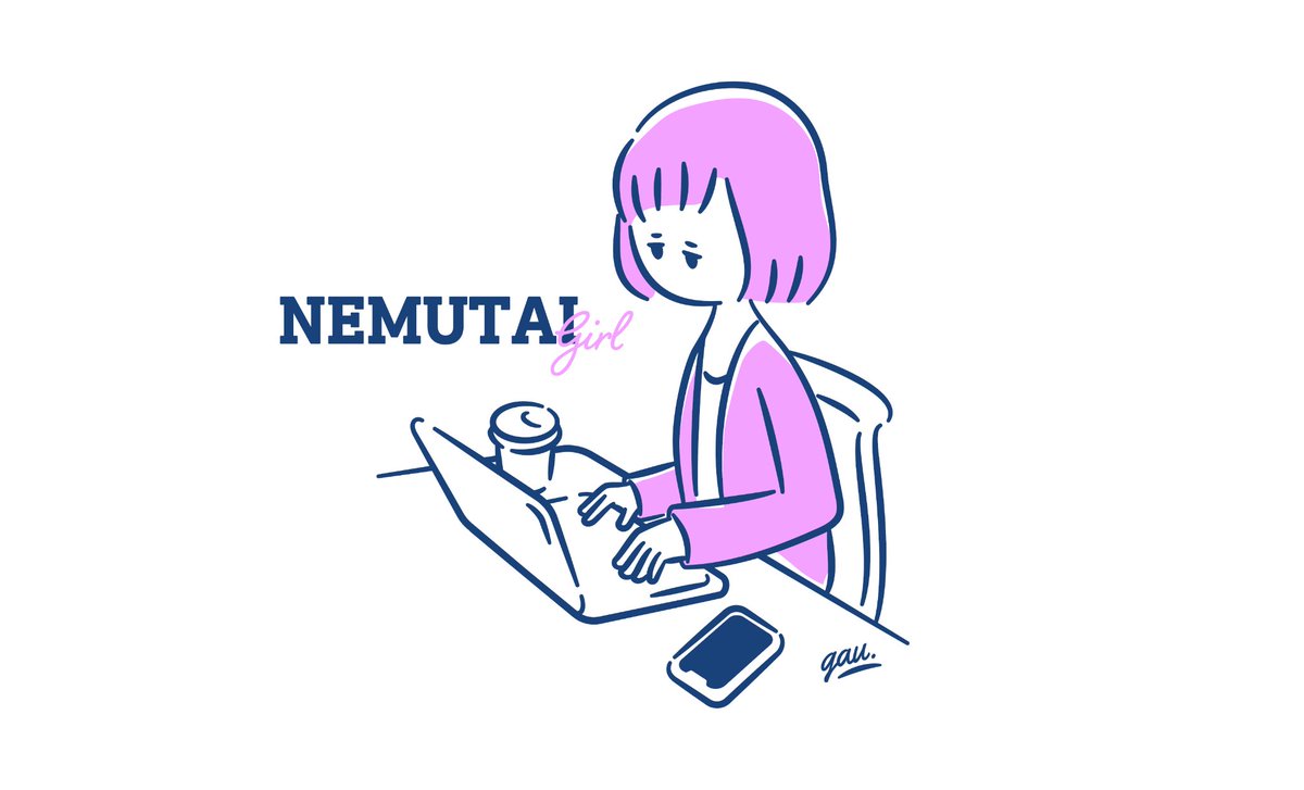 Minimalistische müde Frau am Laptop — Nickerchen & Überarbei