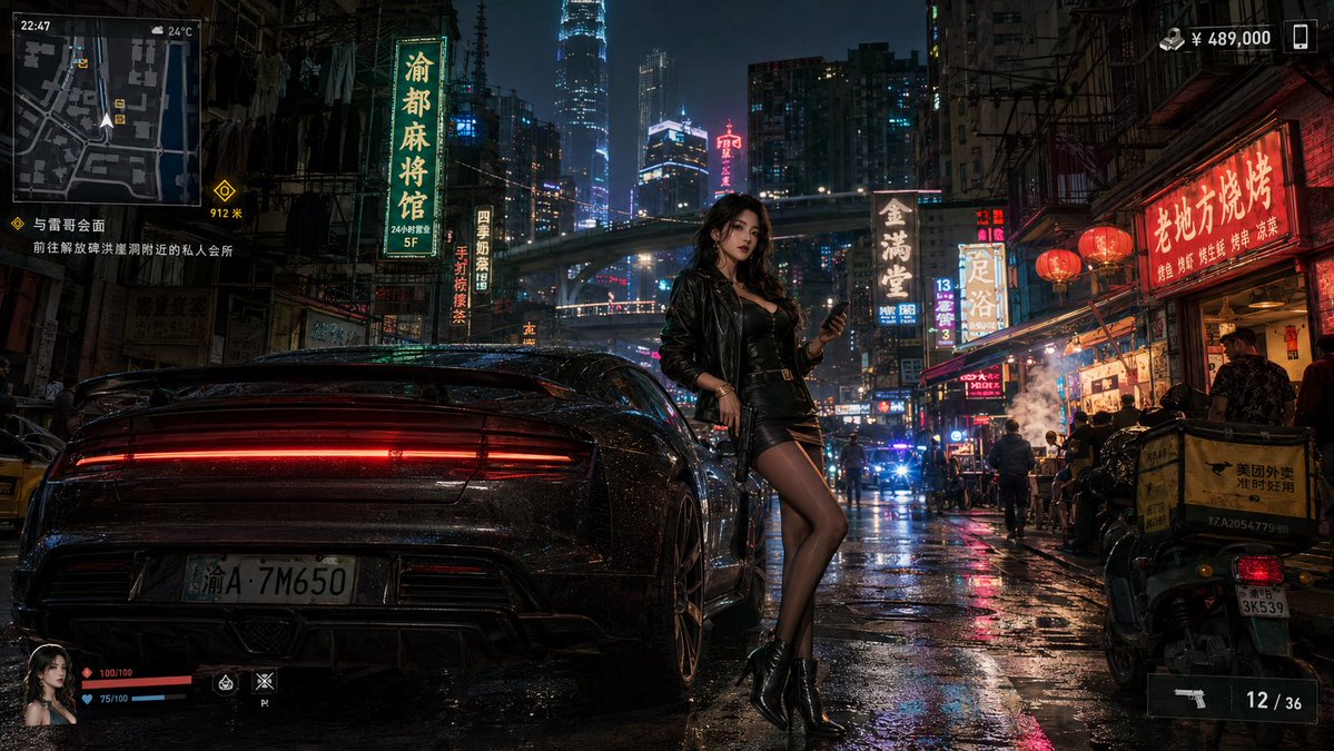 GTA-Style Neon Street — Sora 2 Game Screenshot Prompt