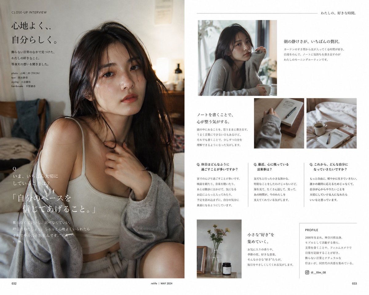 Japanisches Lifestyle-Magazin-Layout — Sora-2-Prompt