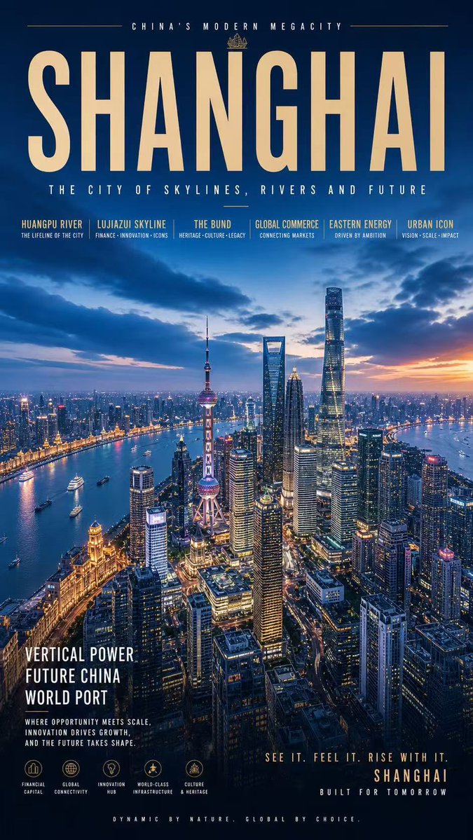 Shanghai Futuristic Skyline Poster — Sora 2 Prompt