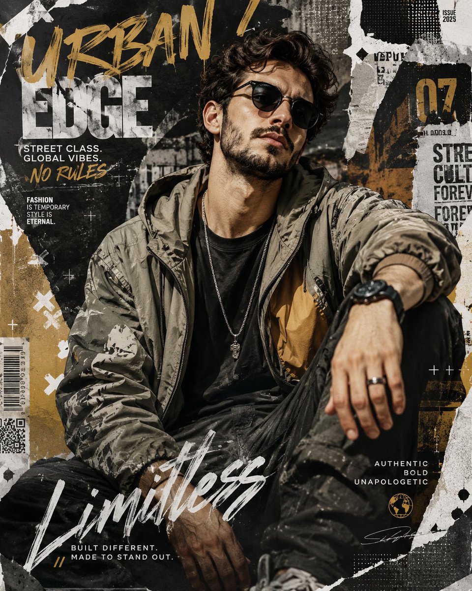 Urban Fashion Collage Portrait — High-Res 8K Editorial Poster