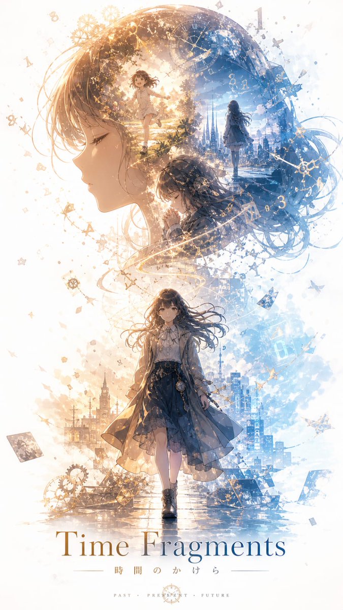 Time Fragments Anime Poster — Cinematic Double Exposure Prompt