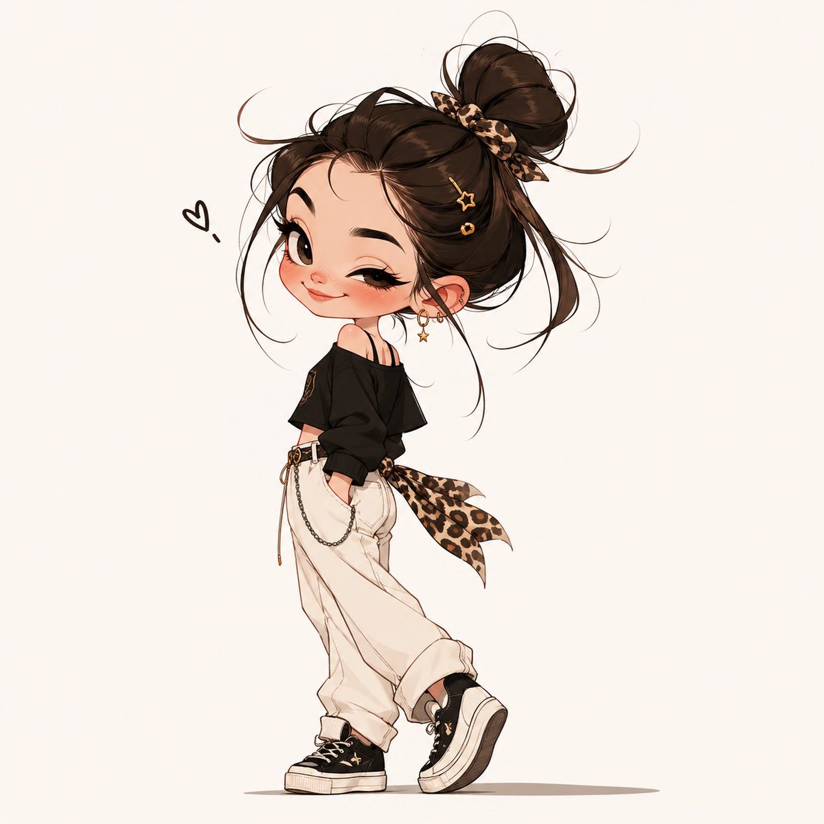 Chibi Fashion Girl with Leopard Accents — Sora 2 Prompt