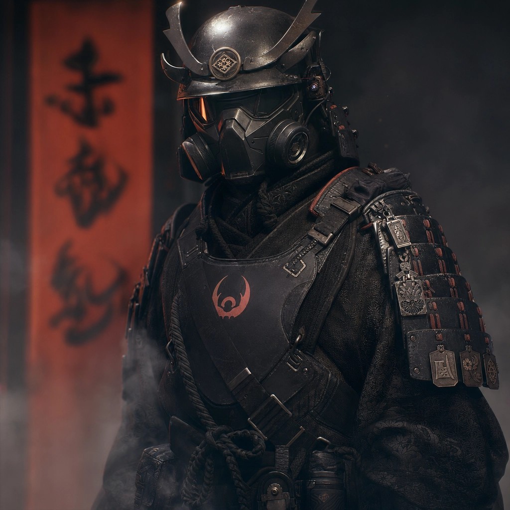 Dark Cyberpunk Samurai Portrait — Sora 2 AI Prompt