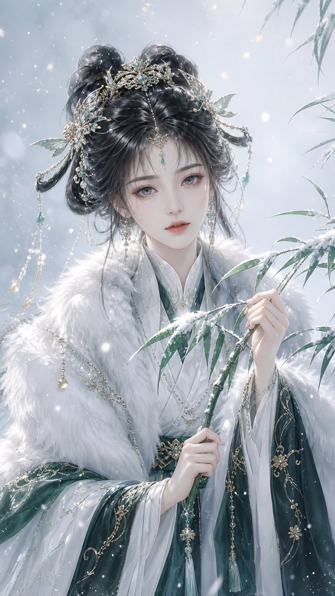 Elegant Eastern Fantasy Portrait — Winter Snow Beauty Sora 2 Prompt