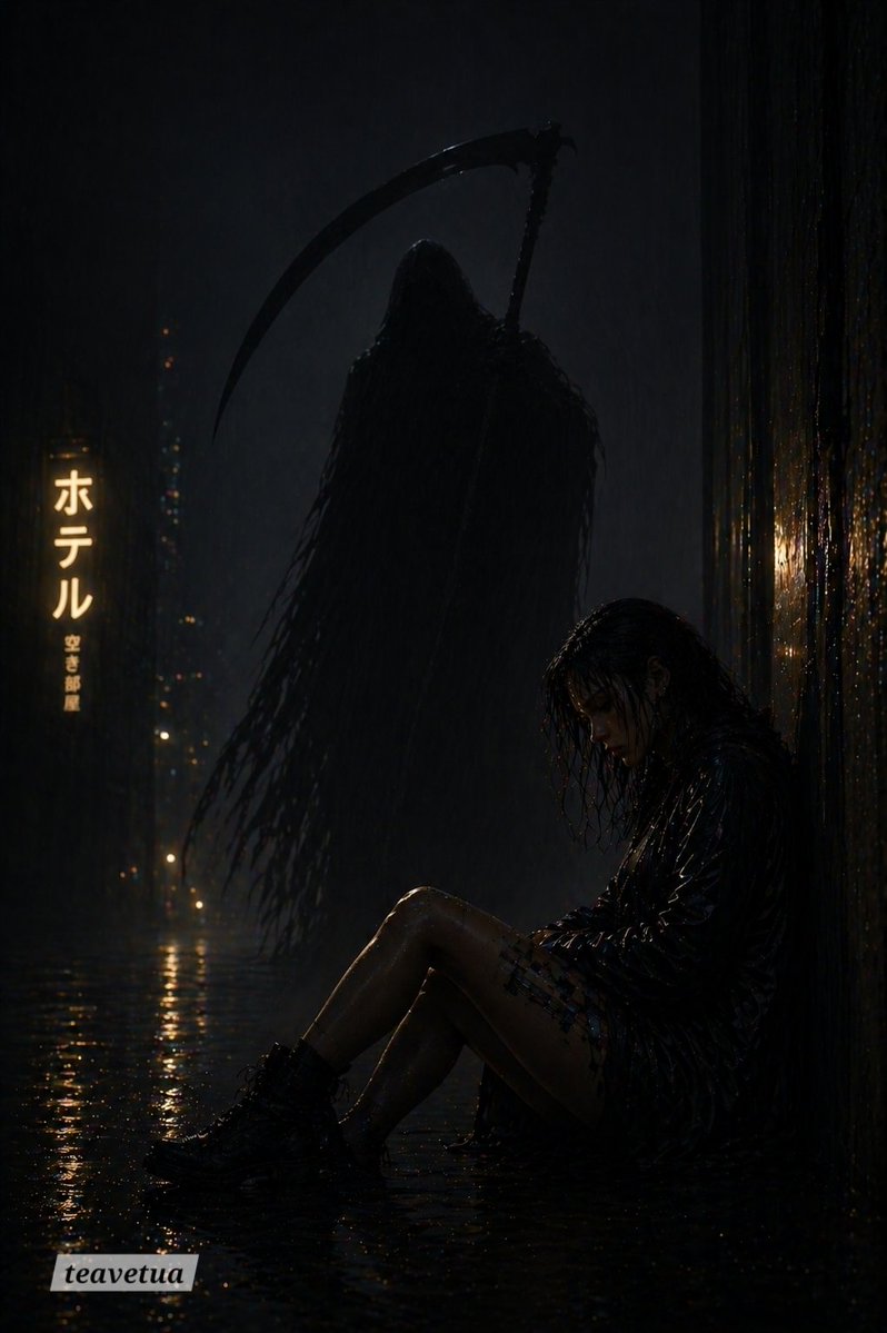 Regennasses Noir-Horror — Schnitter-Prompt