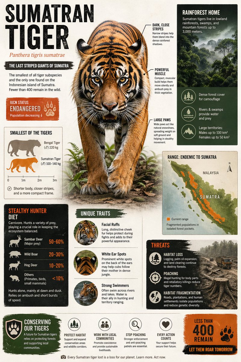 Sumatran Tiger Conservation Infographic — Sora 2 Prompt