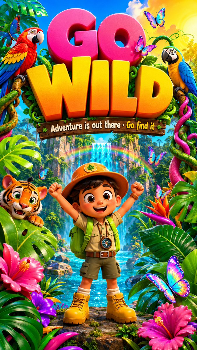 3D Tropical Jungle Adventure Poster — Sora 2 Prompt