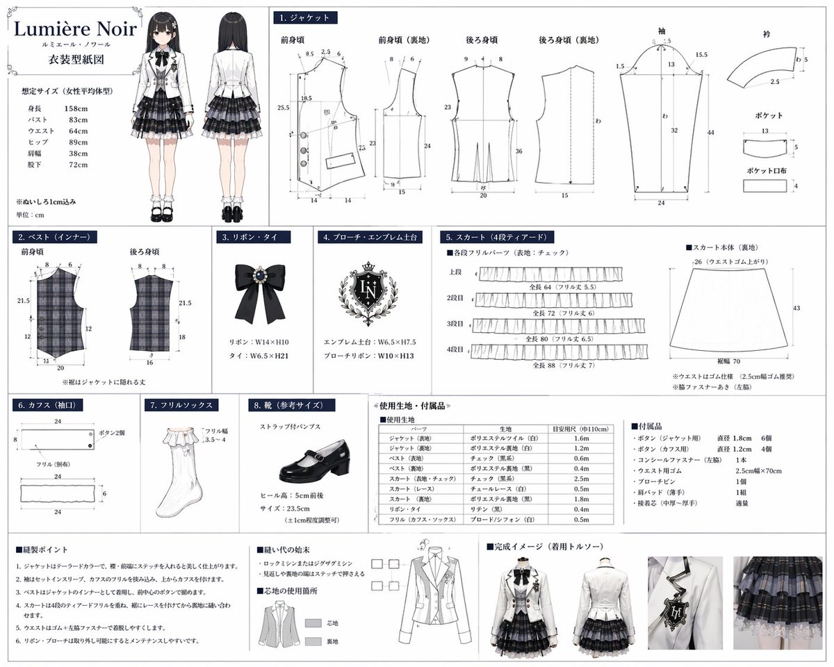 Anime Idol Costume Sewing Pattern — Sora 2 Prompt