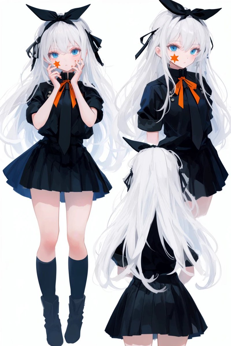 Gothic Anime Girl Character Sheet — Multi-Angle Design