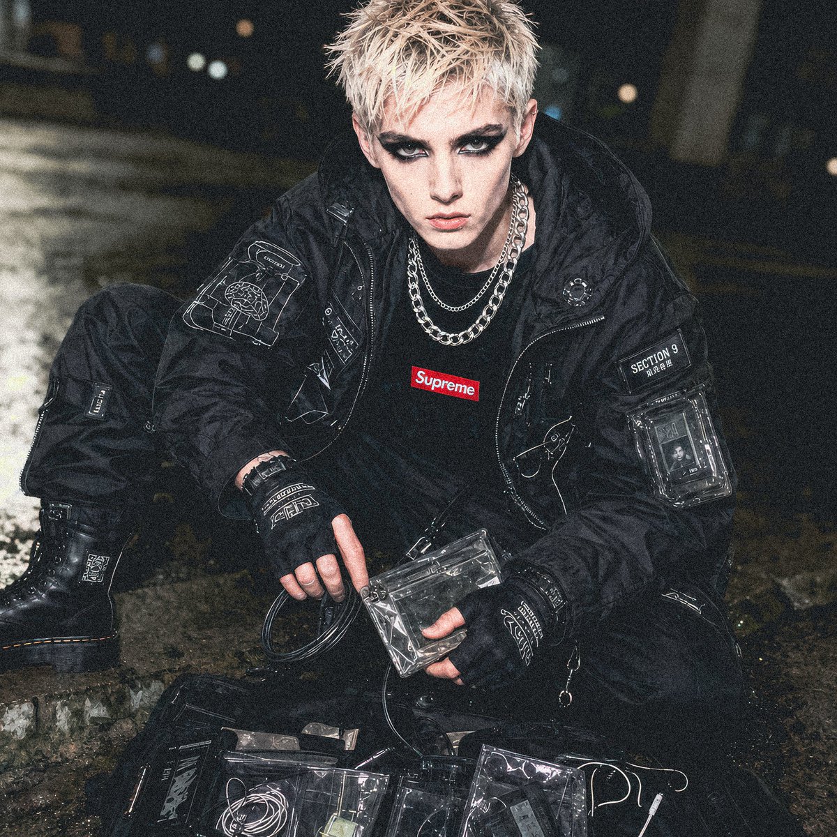 Cyberpunk Section 9 Streetwear Editorial — Sora 2 Prompt