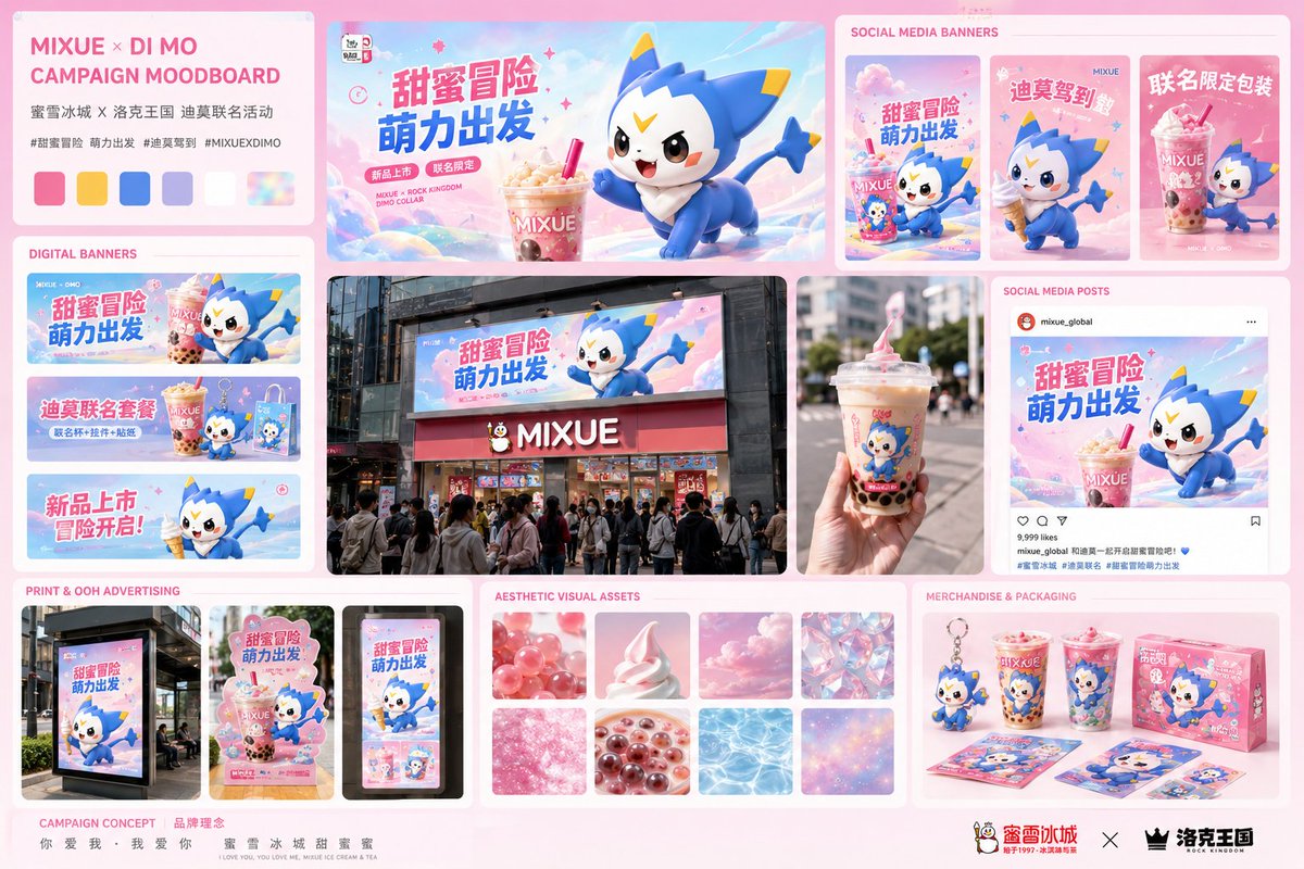 MIXUE x DI MO Cute Brand Collab Moodboard — Sora 2 Prompt