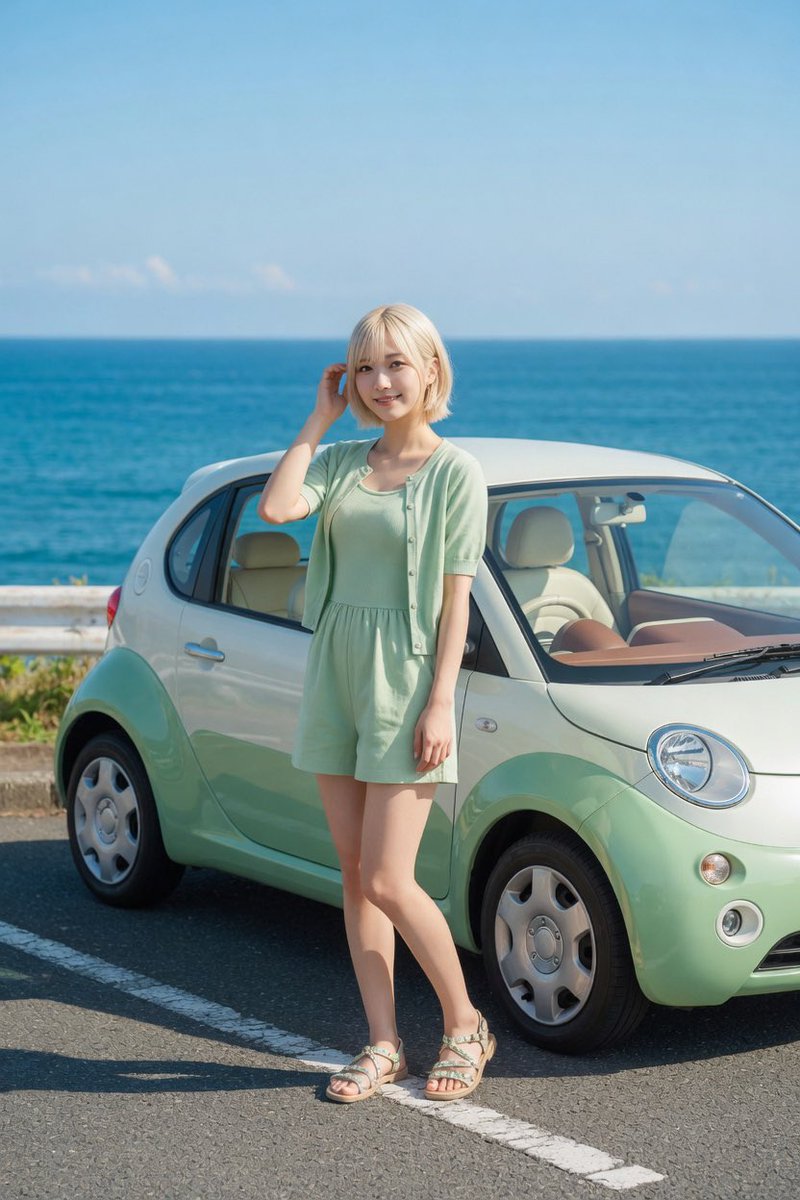 Pastel Mint Compact Car Coastal Lifestyle — Sora 2 Prompt