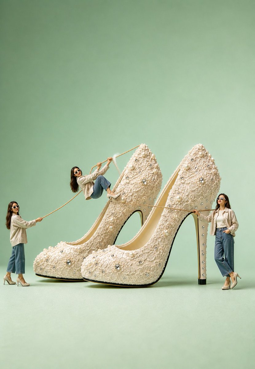 Surreal Ivory Wedding Heels — Fantasy Product Shot