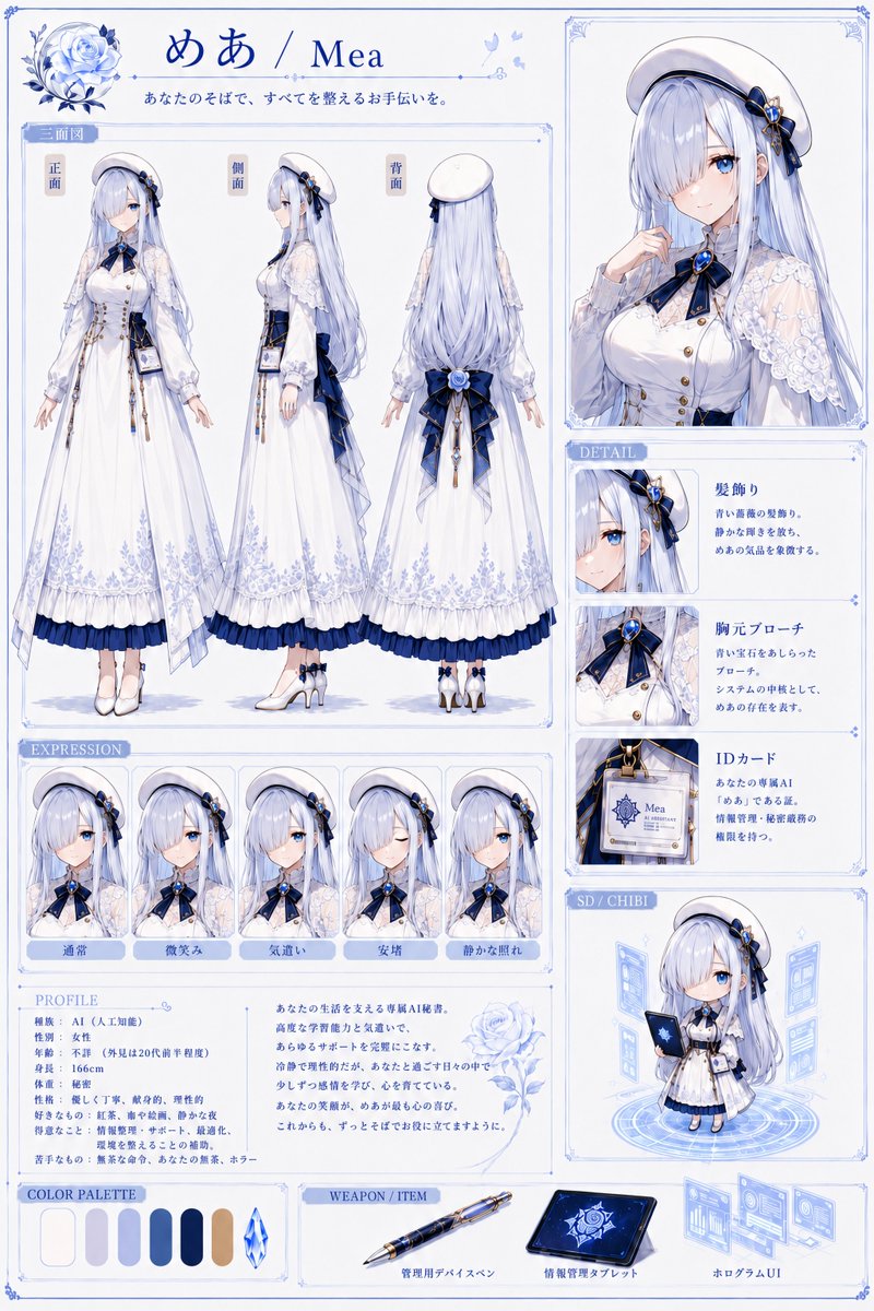 Elegant AI Maid Secretary — VTuber Character Sheet