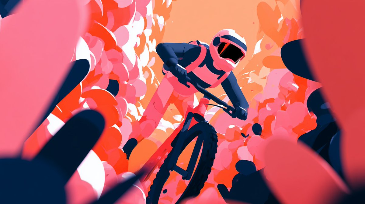 Cinematic Floral Downhill Biker — Sora 2 Prompt