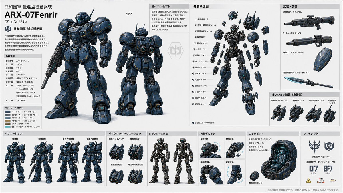 Japanese Mecha Spec Sheet — Anime Military Robot Design Prompt