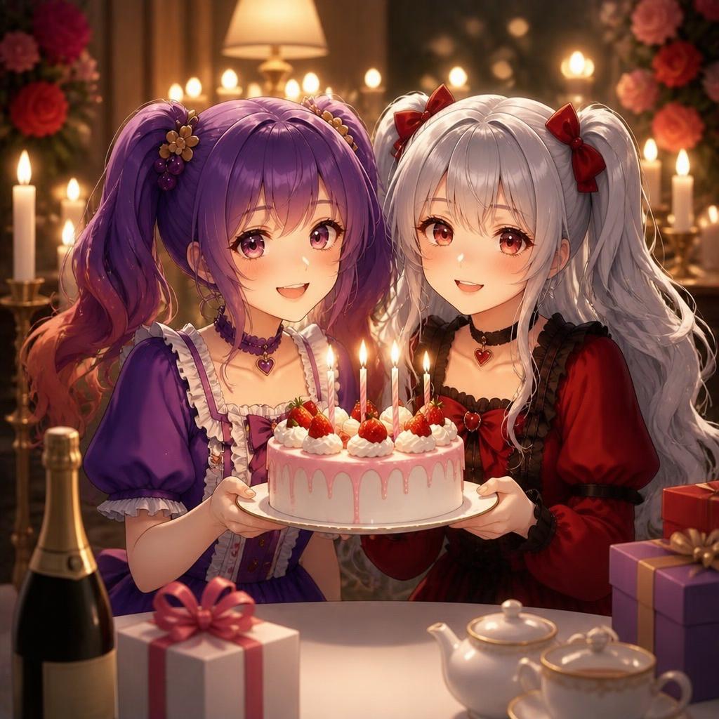 Gothic Lolita Anime Birthday Scene — Sora 2 Prompt