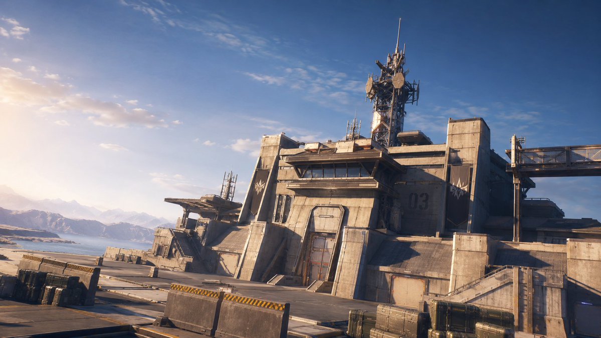 Coastal Sci-Fi Military Base — Cinematic Sora 2 Prompt